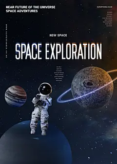 宇航员宇宙时尚科技感抽象科技海报设计