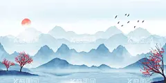国潮插画仙鹤大厅壁画  - 源文件下载【酷图网】仙鹤,背景墙,国潮插画,古风山水画,唯美古风插画,大厅壁画,客厅挂画,国潮山水插画,旭日东升,祥云纹,瑞鹤图,祥云,国潮山水画,祥云背景墙,国潮山水,新中式