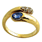 BULGARI Blue Sapphire Diamond Yellow Gold Ring