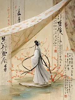 穿越千古 | 一组帷幔书法人物的尝试 - 小红书
