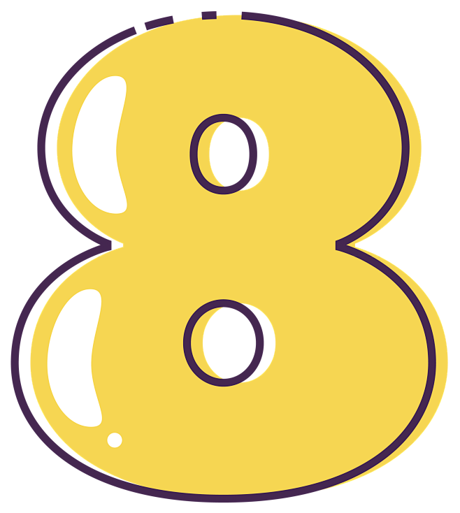 手绘彩色可爱数字8