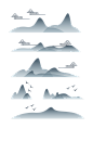 中国风古典山纹云纹水墨山峰中式图案