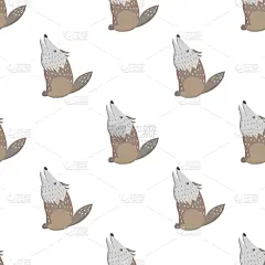 白色,狼,四方连续纹样,卡通,可爱的,自然,高雅,纺织品,野生动物,装饰