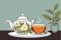 手绘文艺嫩绿沁著茶香茶叶插画