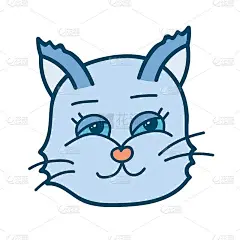 有趣可爱的猫脸手绘矢量