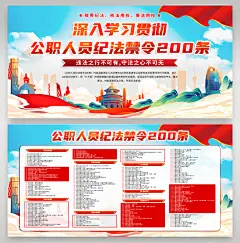 公职人员纪法禁令200条党建展板