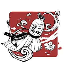 诗酒趁年华

	自古诗酒不分家，泉涌文思，纷舞桃花，佐酒最佳。
	红色作底，一是金六福的标志是红色为底，二是红色最是中国；黑色水墨风格的文房四宝，桃花飘舞与一坛好酒最是绝配。