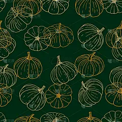 南瓜无缝图案，万圣节壁纸。手绘的感恩节葫芦底色无穷，配以素食，营养适当，饮食健康。