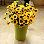 很田园风的一款花瓶，搭配太阳花真的很美