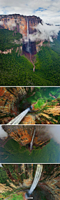 【世界最高瀑布】安赫尔瀑布，委内瑞拉玻利瓦尔(Bolivar)州圭亚那高原卡罗尼(Caroni)河支流丘伦河(Rio Churun)上的瀑布。落差979公尺，为世界最高瀑布。