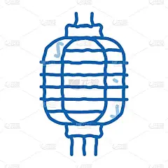 中国灯笼涂鸦图标手绘插图