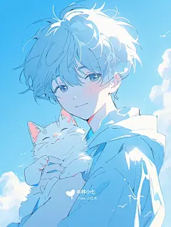 治愈系头像｜温柔男生与可爱猫咪