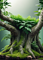 03179-17443616-Photographic photo,realistic,cinematic,large area blank,front view,atmospheric lighting,there are some dreamy green plants on a