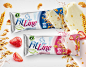 FitLine Ice Cream : The aim was to create a new packaging design for a unique product on the ice cream market. Ice cream with 7 types of cereals, low-calorie, with natural fruits, with glaze and without. The design had to emphasize that the product belong