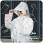 半透明中长款成人雨披时尚卡通便携雨衣外套女防水徒步骑行韩国-淘宝网