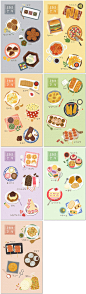 零食小吃栗子年糕包子点心蛋糕甜品汉堡插画海报设计PSD模板素材