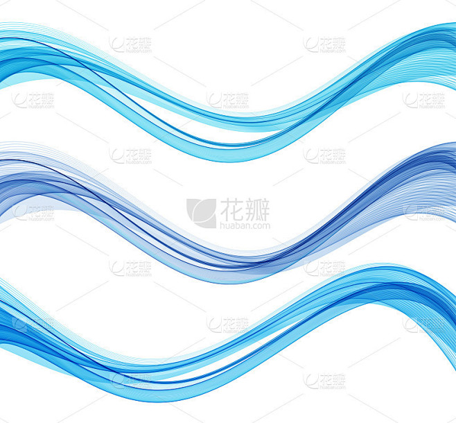 矢量抽象彩色流动的波浪线孤立在白色的背景...