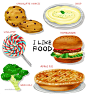 餐饮快餐美食蛋糕水果面包烤鸡薯条披萨美食插画
