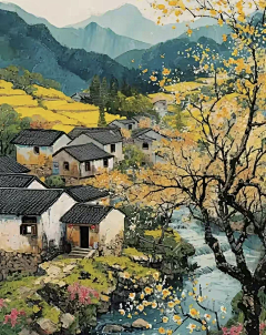 ~小迷糊~采集到恬适宁静 桃花源记