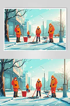 AI数字艺术劳动节清洁工环卫工人插画