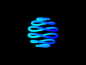 AI technology product loading animation9 rays sphere blue colour futur