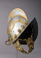 Morion for the Bodyguard of the Prince-Elector of Saxony | German, Nuremberg | The Met : <strong>Marking:</strong> Stamped on the left side of the brim in front: the Nuremberg guild mark with three circles; on the right side of the brim: a tin