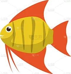 鱼类,卡通,海洋生命,分离着色,可爱的,自然,条纹,海产,概念,野生动物