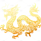 龙年春节过年新年2024金色中国风龙纹