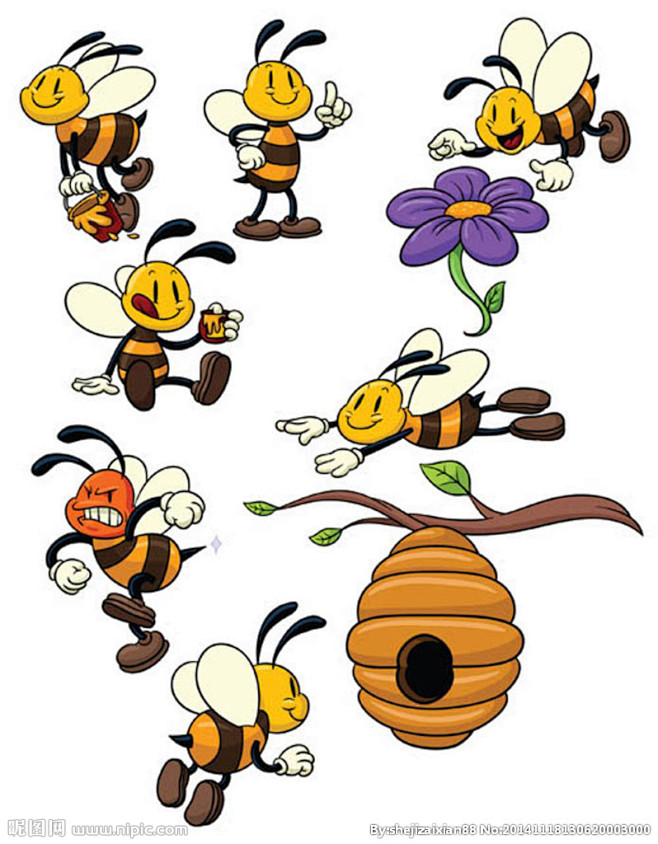 蜜蜂卡通矢量图