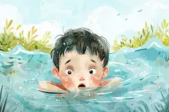小学生防溺水普及插画