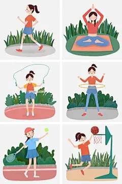 运动健身人物插画合集图片大小2000x3020px 图片尺寸3.36 MB 来自PNG搜索网 pngss.com 免费免扣png素材下载！卡通人物#绿色装饰#跳绳女孩#运动健身#运动健身人物插画合集#装饰图案#