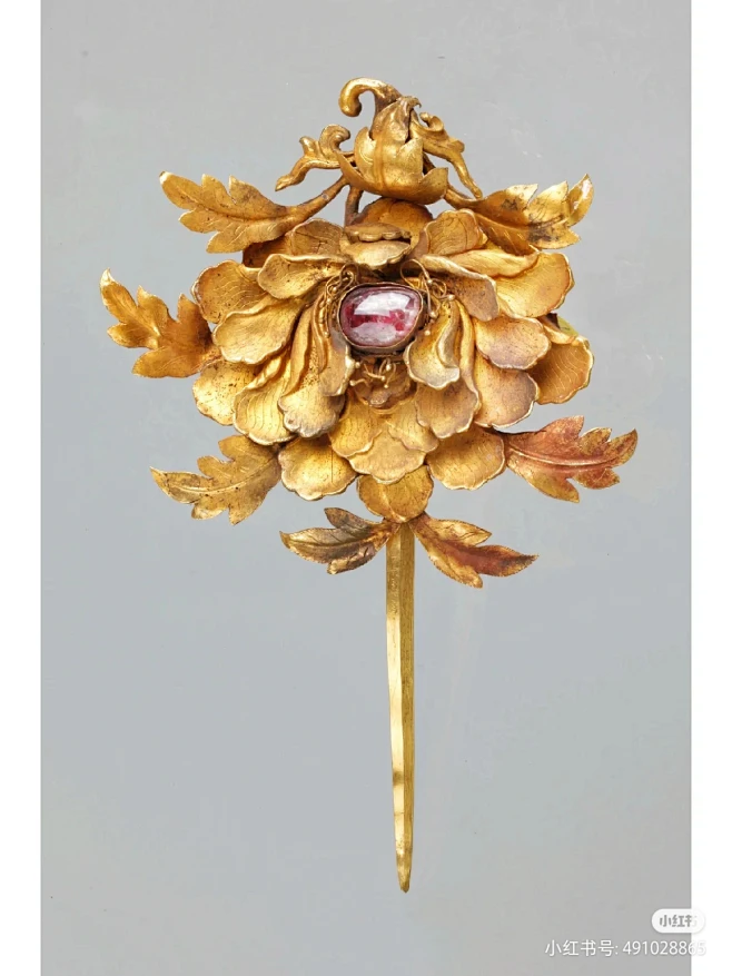 镶宝石金花簪 明-花瓣网