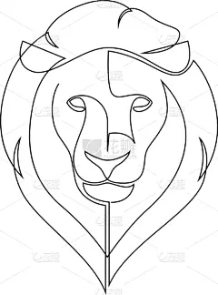 狮子,动物手,线条,一只动物,野生动物,简单,剪影,设计,绘制