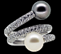 Mikimoto 18K White Gold White & Black Natural Pearl Paved Diamond Ring - Jewellery Catalog - Xupes