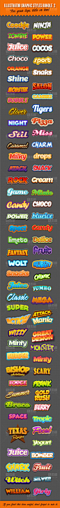 80组不同设计风格Illustrator文字样式 Illustrator Logo Graphic Styles Bundle 2-图趣|PicQu