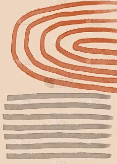 抽象的当代审美背景。极简主义的设计。创意极简主义手绘插画墙壁装饰，明信片或小册子设计。