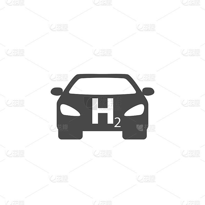 矢量插图，H2氢气能源图标与机器