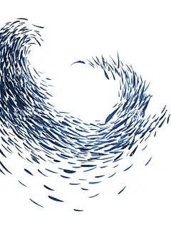 深海鱼群  - 源文件下载【酷图网】原创,蓝色,鱼群,深海鱼群,飞鱼,绘画,PNG,