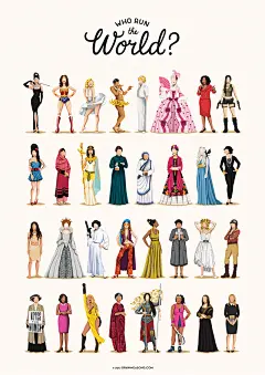 女性力量装饰画 女人掌控世界著名影响力女生形象励志插画海报-淘宝网