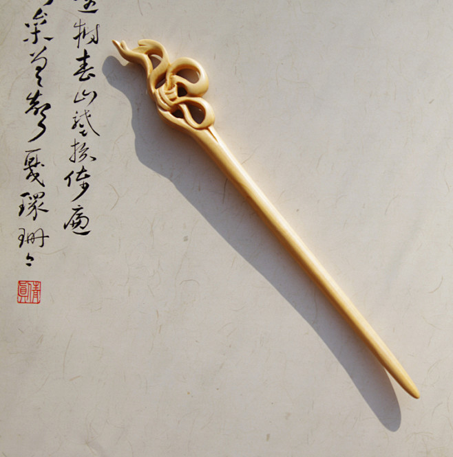 精选全手工黄杨木发簪簪子.古典古代步摇流...