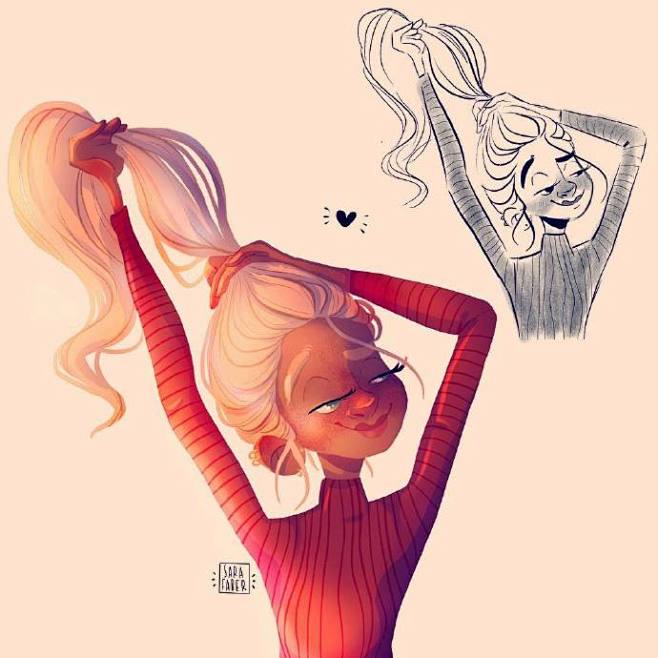 Sara Faber 的人物绘画步骤，学...