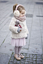 Ready for winter | Vivi & Oli-Baby Fashion Life white fur pink tulle skirt tutu purple polka dot tights kid fashion ear muffs dolly: