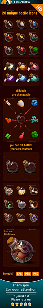 Magic bottles icons - Miscellaneous Game Assets