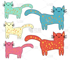 可爱的,儿童,猫,式样,简单,肖像,自然美,动物,乱画,绘制