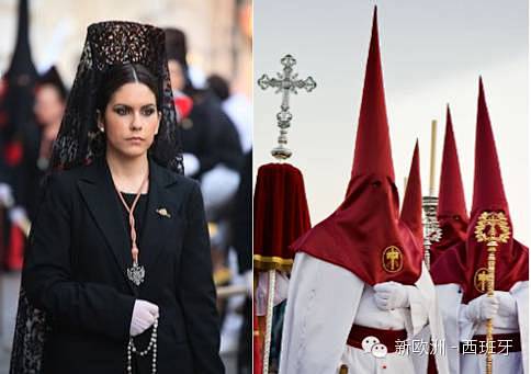 尖帽子和黑头纱，西班牙圣周的dressc...