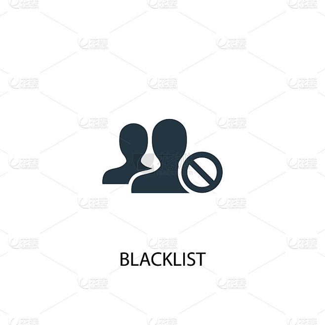黑名单图标。简单元素说明。黑名单概念符号设计。可用于网络和手机。
