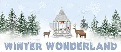 冬季仙境,插画,非都市风光,水平画幅,雪,无人,凉棚,全景,户外