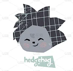 刺猬头宝宝可爱的印花。可爱的动物人物脸。