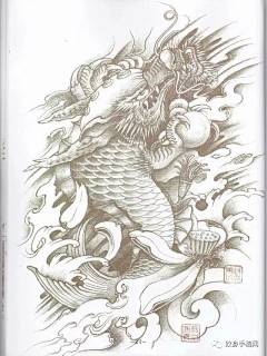 比利刺青TATTOO工作室采集到龙 鱼    刺青素材