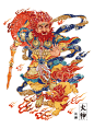 福牛献瑞-火神&雷神 祛病降魔 文创门神春联-古田路9号-品牌创意/版权保护平台